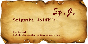 Szigethi Jolán névjegykártya