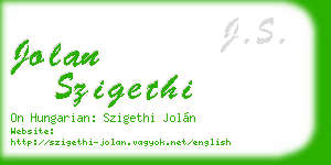 jolan szigethi business card